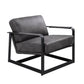 Locnos - Accent Chair - Gray Top Grain Leather & Black Finish