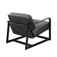 Locnos - Accent Chair - Gray Top Grain Leather & Black Finish