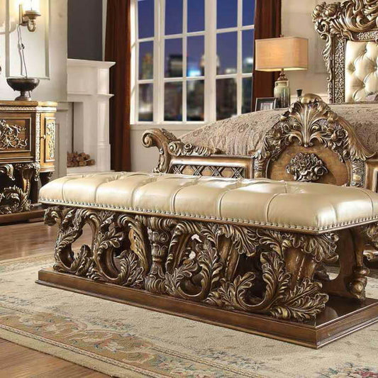 HD-8018 - Bench - Antique Gold & Perfect Brown