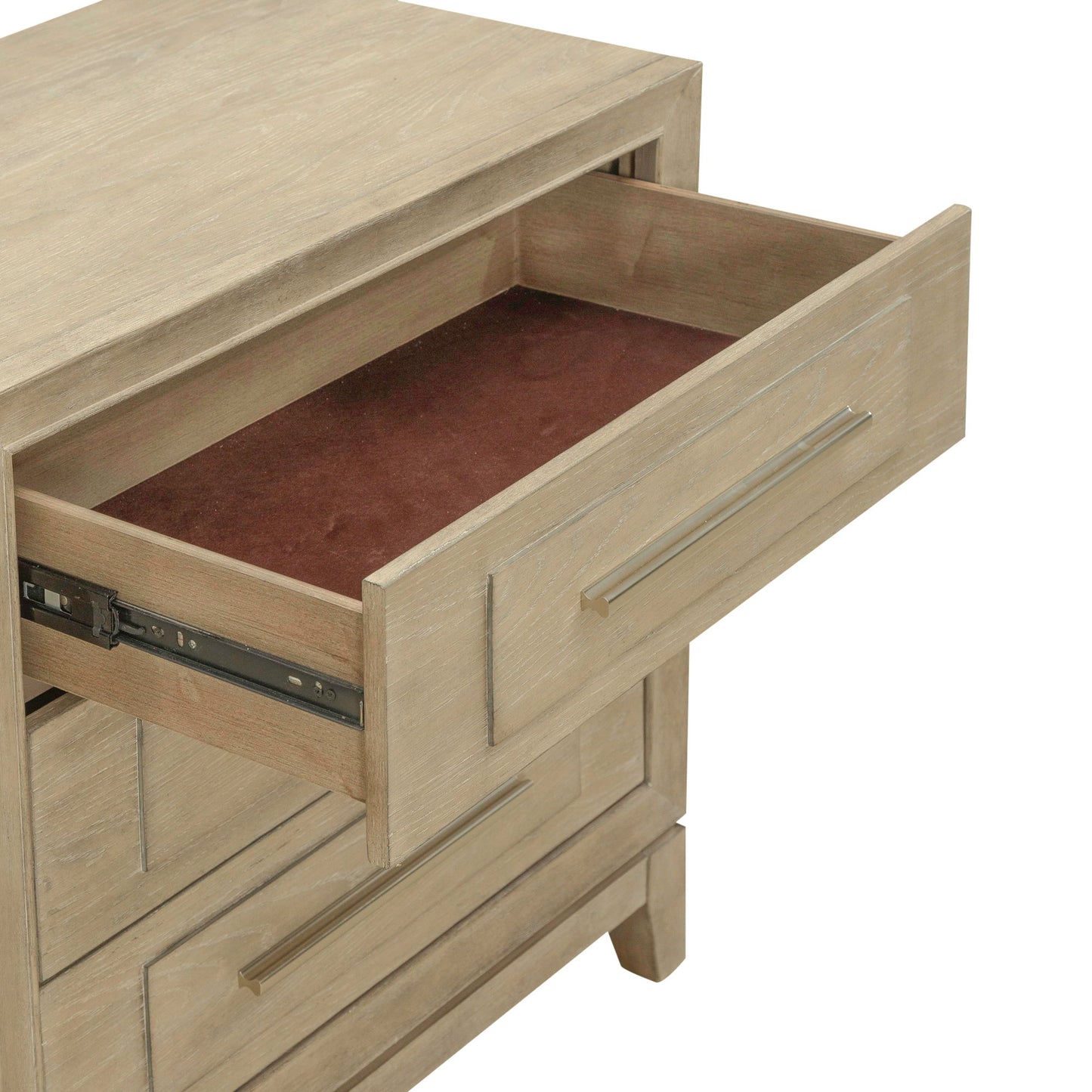 Brentwood - 3 Drawer Nightstand With Charging Station - Sandstone