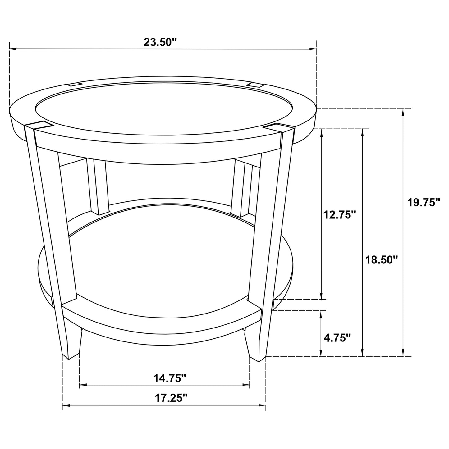 Camillo - Round Solid Wood End Table With Shelf - Maple Brown