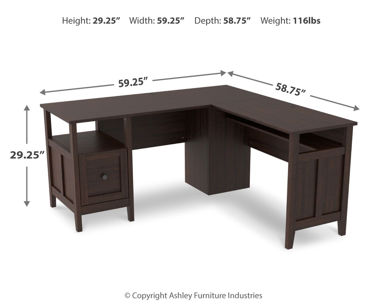 Camiburg - Warm Brown - 2-Piece Home Office Desk