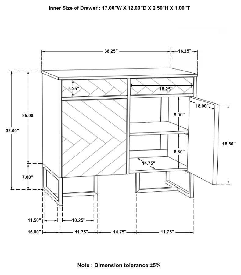 Keaton - Marble Top Herringbone Accent Cabinet