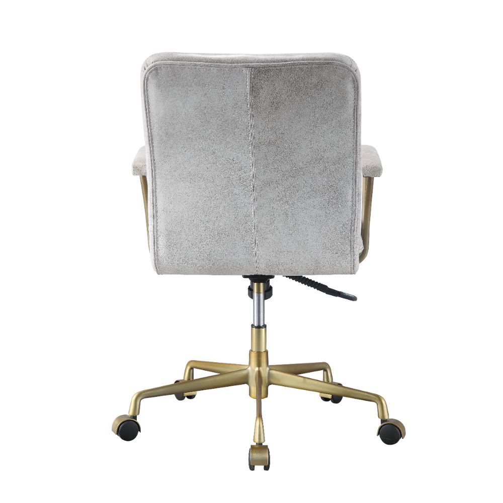 Damir - Office Chair - Vintage White Top Grain Leather & Chrome