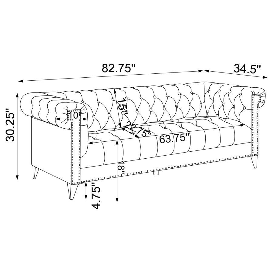 Bleker - Tufted Tuxedo Arm Sofa - Blue