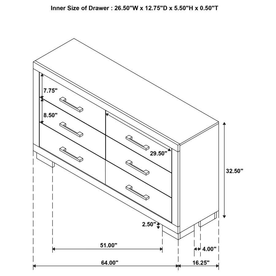 Jessica - 6-drawer Dresser