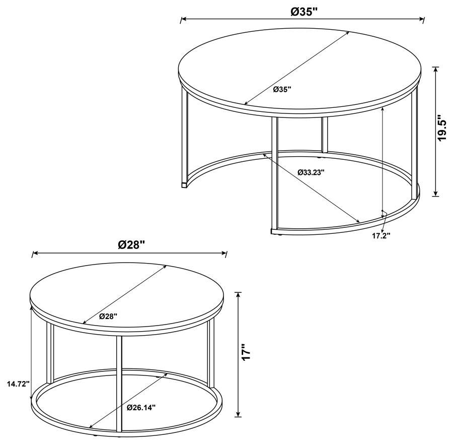 Lainey - Round 2 Piece Nesting Coffee Table - Gray And Gunmetal