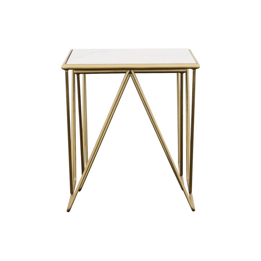 Bette - 2 Piece Nesting Table Set - White And Gold