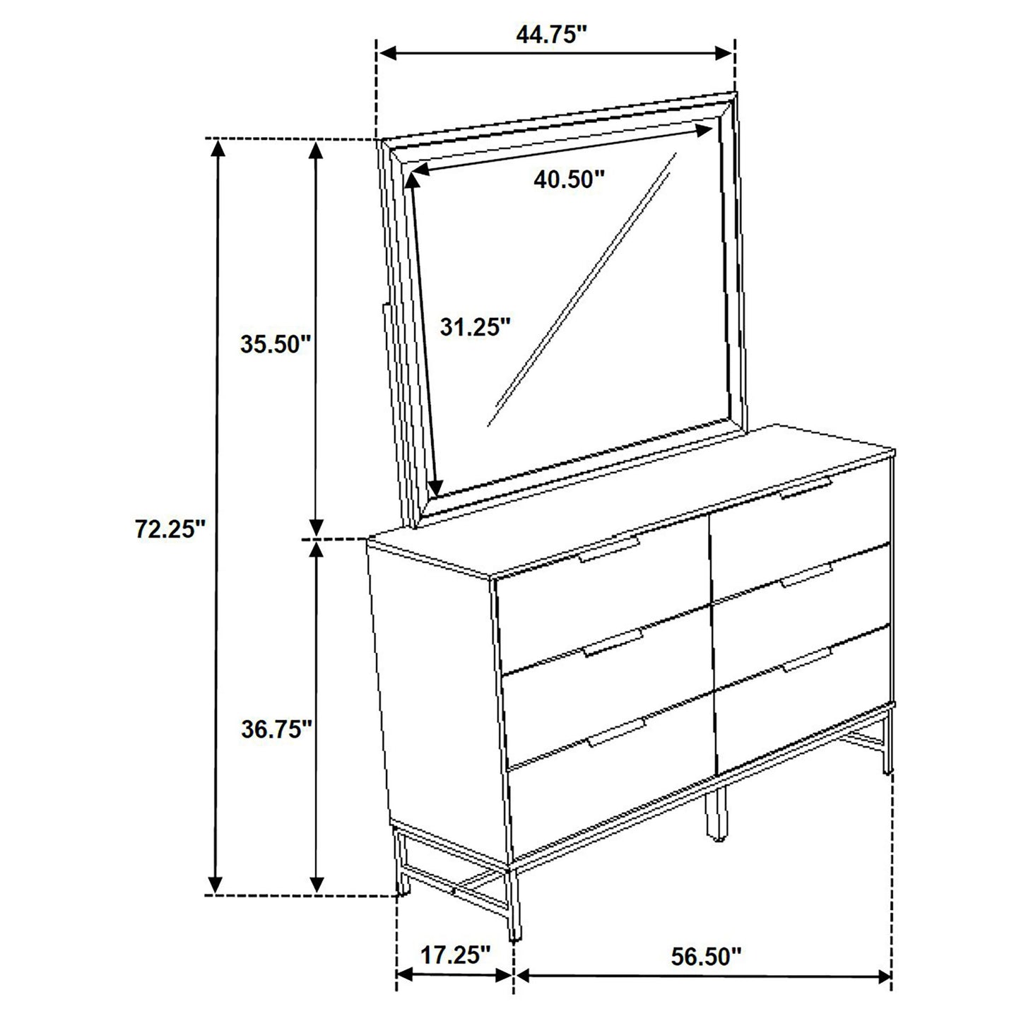 Sonora - 6-Drawer Dresser With Mirror - White