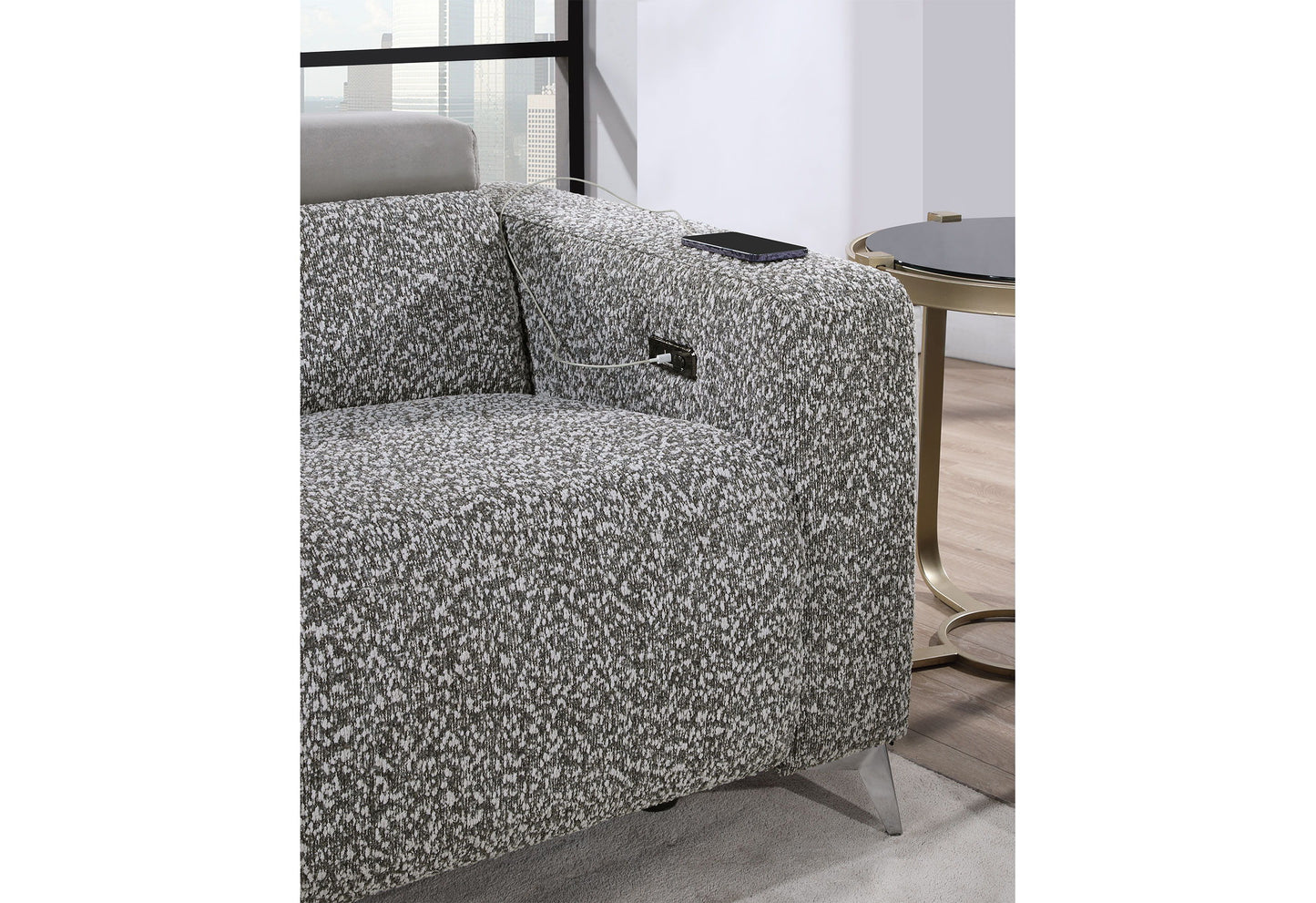 U8521 - 36 Power Reclining Sofa - Taupe / Dark Gray