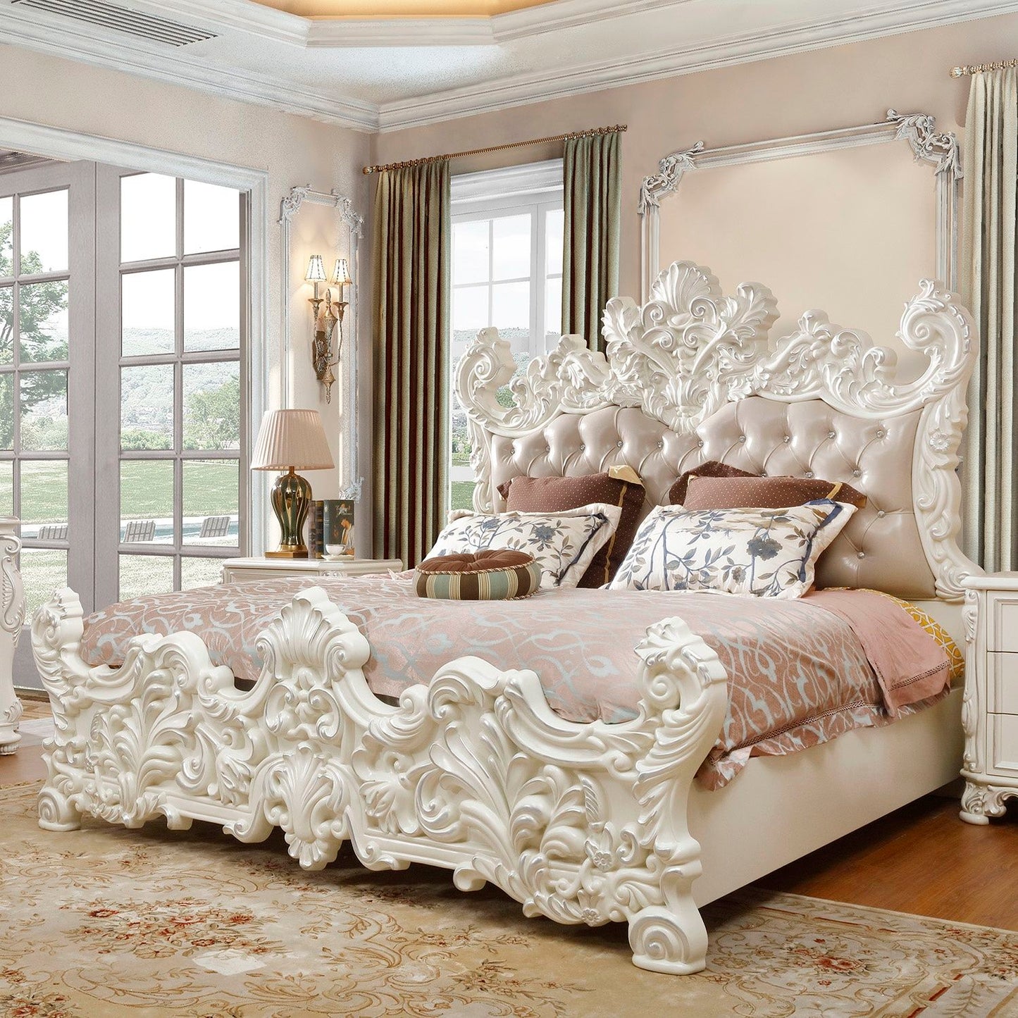 HD-8008 - 5 Piece Eastern King Bedroom Set - Ivory