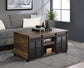 Nineel - Coffee Table - Obscure Glass, Rustic Oak & Black Finish