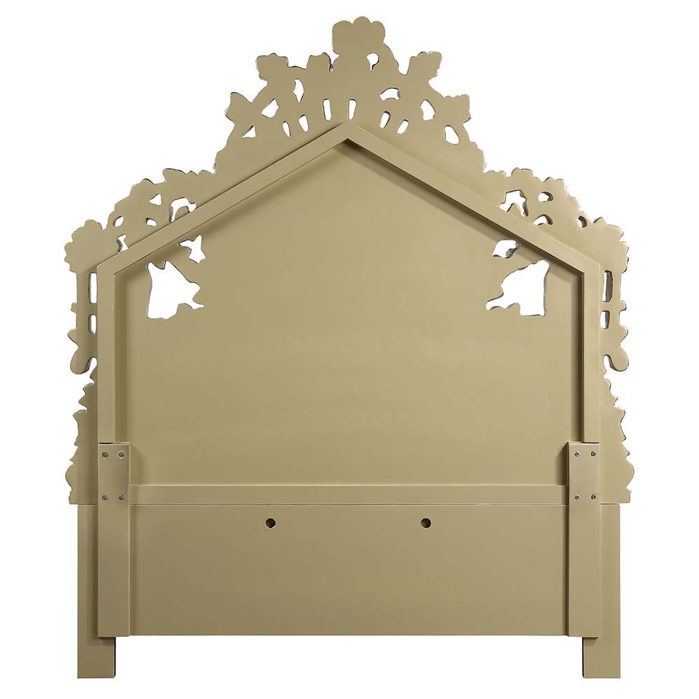 Bernadette - Eastern King Bed - White PU & Gold Finish