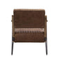 Eacnlz - Accent Chair - Cocoa Top Grain Leather & Matt Iron Finish