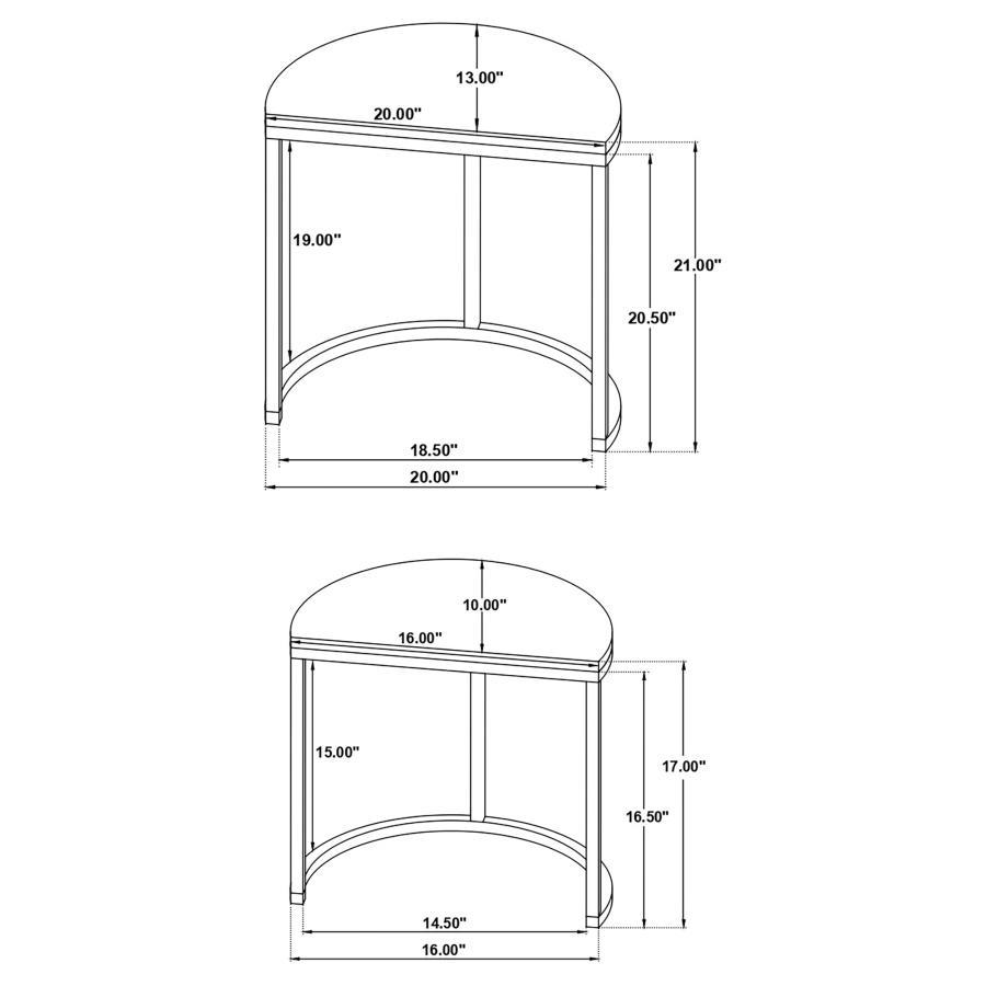 Zakiya - 2 Piece Demilune Nesting Table - Black And White