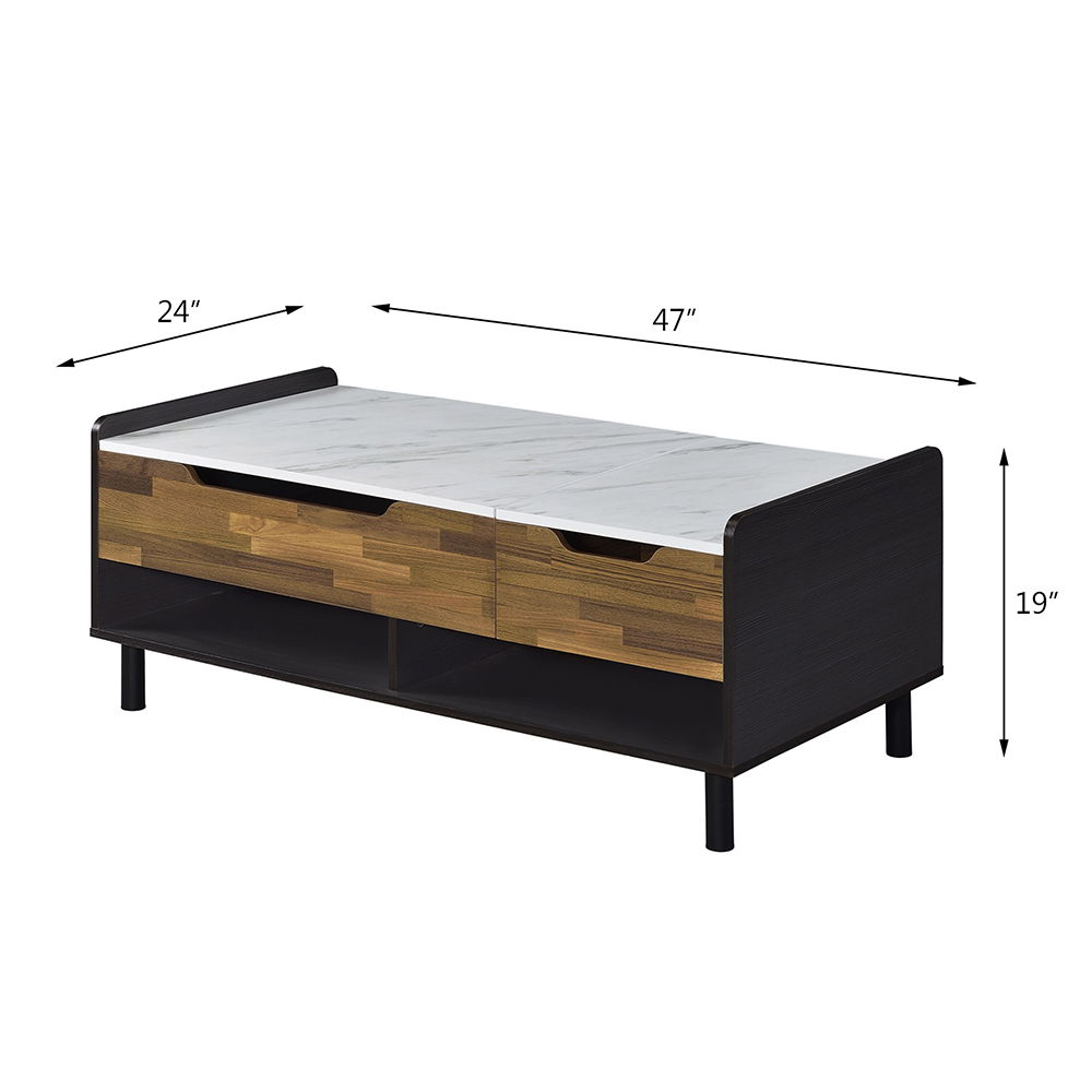 Axel - Coffee Table - Marble, Walnut & Black Finish