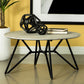 Hadi - Round Coffee Table With Hairpin Legs - Cement And Gunmetal