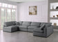 Serene - Linen Textured Fabric Deluxe Comfort Modular Sectional 6 Piece - Grey - Fabric