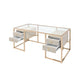 Huyana - Desk - Clear Glass & Gold