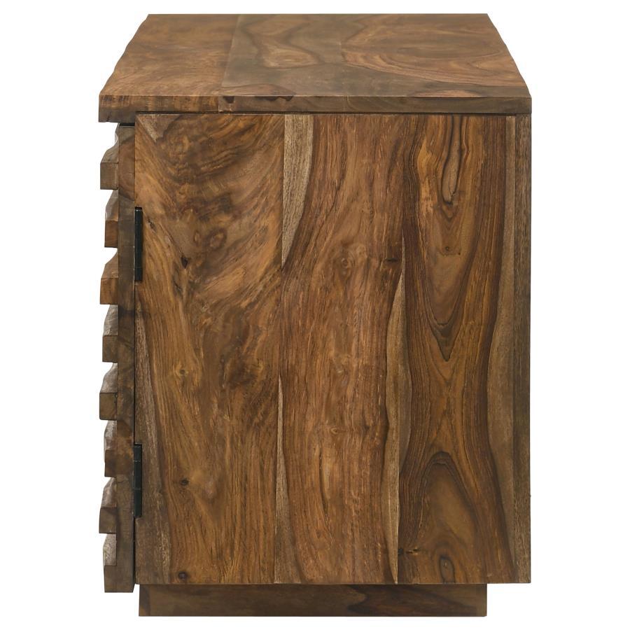 Julia - 2 Door Solid Sheesham Wood TV Stand - Natural