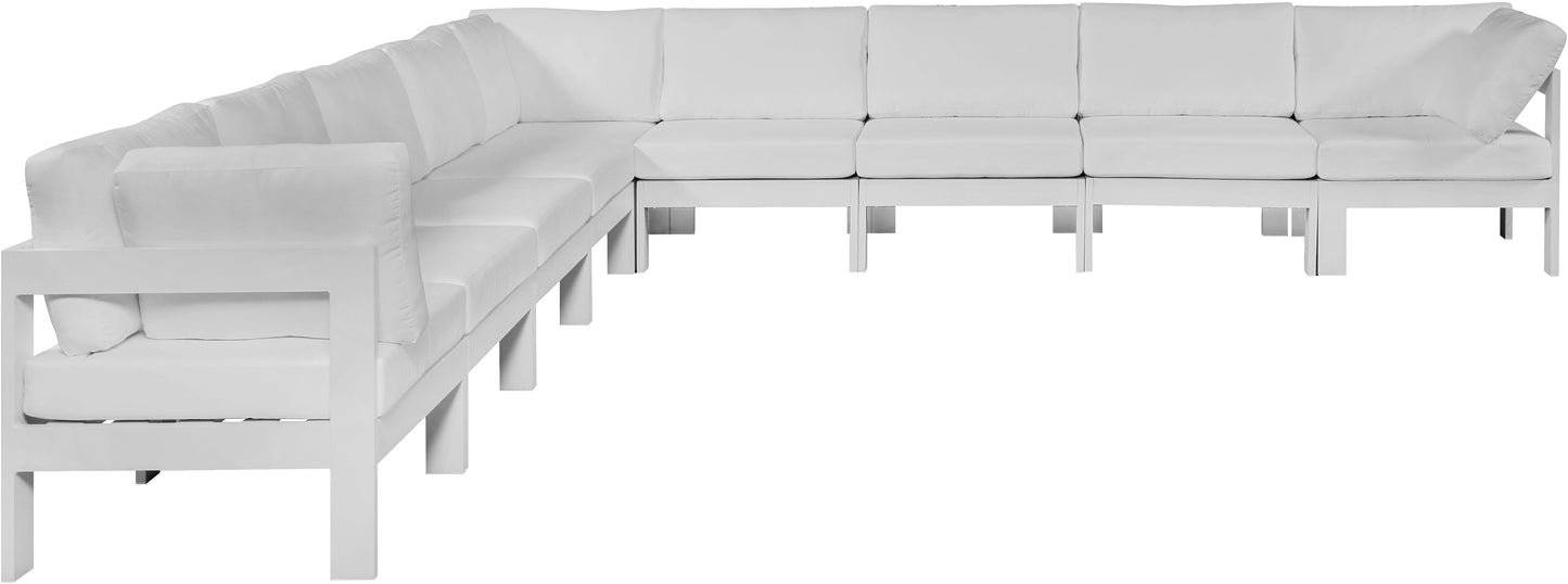 Nizuc - Outdoor Patio Modular Sectional 9 Piece - White - Fabric