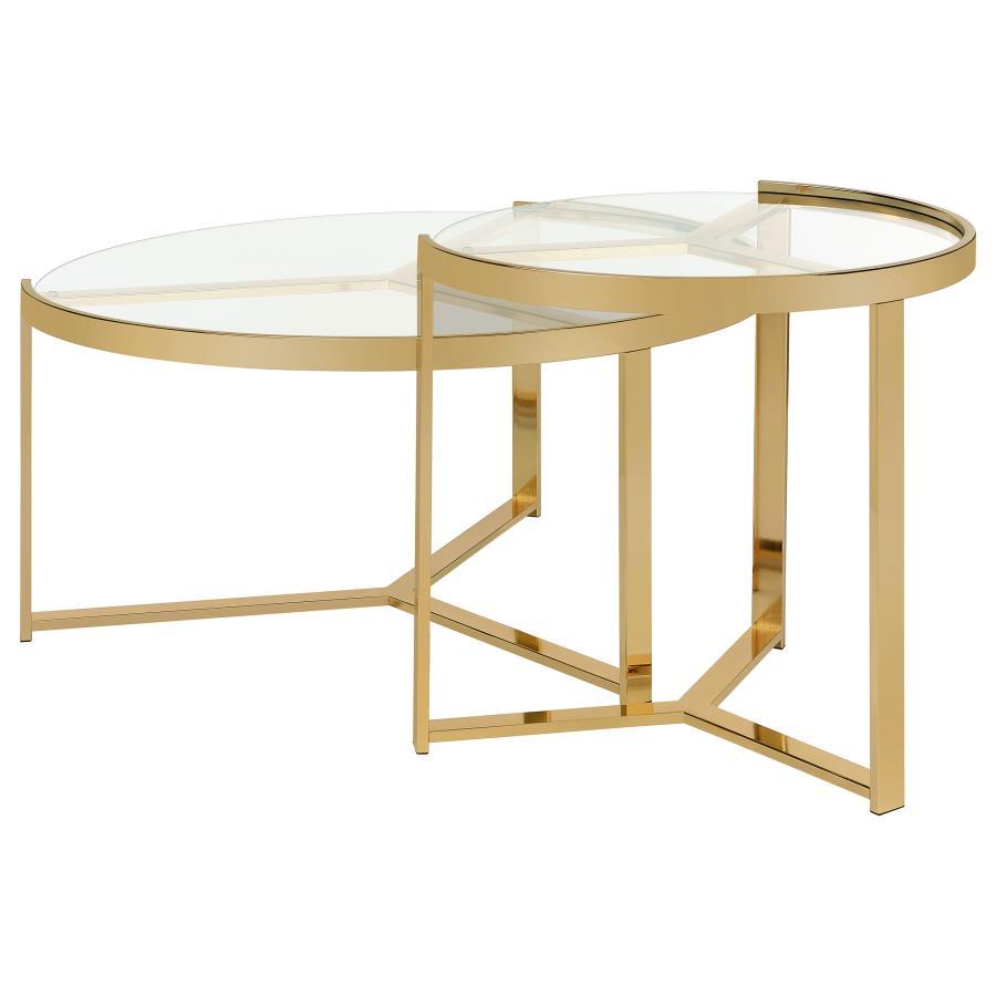 Delia - 2 Piece Round Glass Top Nesting Coffee Table