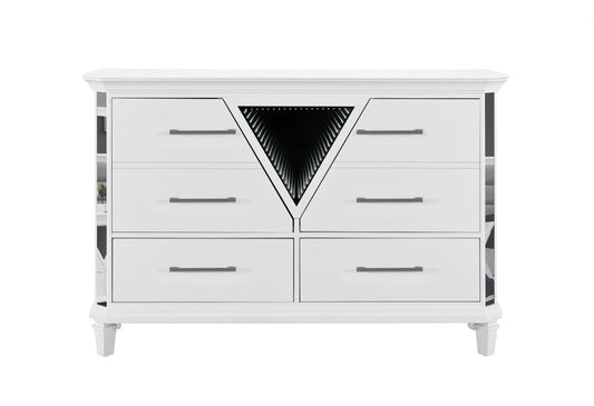 Marco - Dresser With LED 3D Mirror - Metallic White