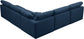 Plush - Velvet Standart Comfort 5 Piece Modular Sectional - Navy - Fabric