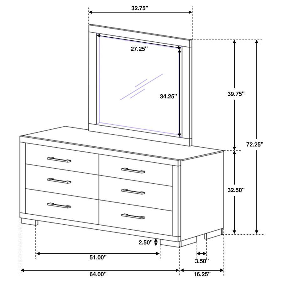 Jessica - 6-Drawer Dresser With Mirror