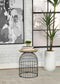 Bernardo - Round Wire Frame Side Table - Natural And Gunmetal