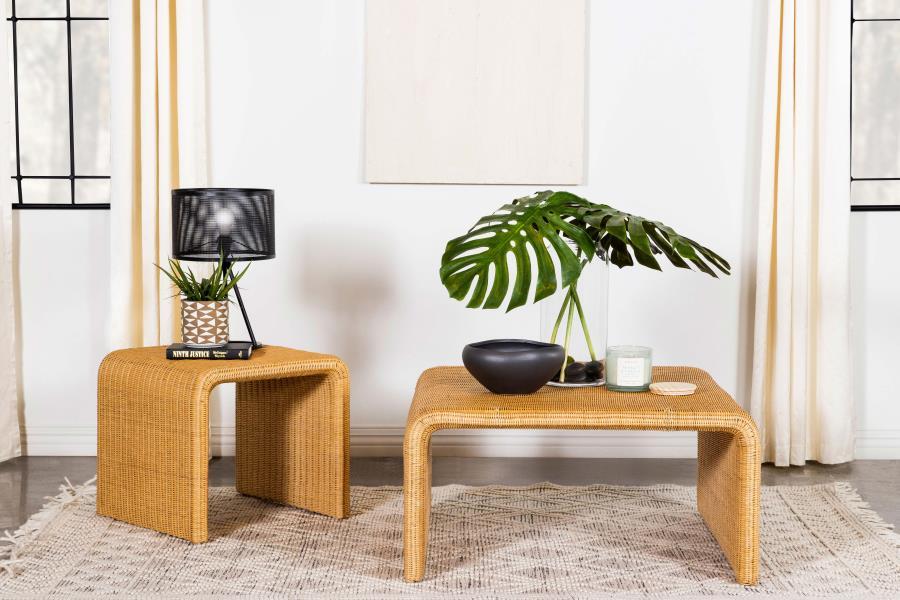 Juanita - Square Rattan End Table - Natural