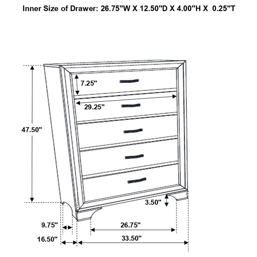 Beaumont - 5-Drawer Bedroom Chest - Champagne