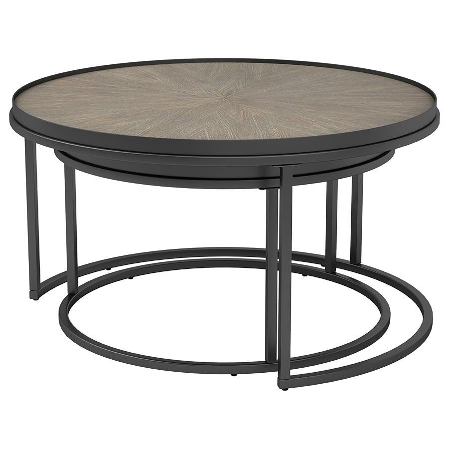 Rodrigo - 2 Piece Round Nesting Tables - Weathered Elm