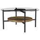 Delfin - Round Glass Top Coffee Table With Shelf - Black / Brown