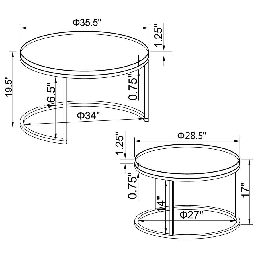 Rodrigo - 2 Piece Round Nesting Tables - Weathered Elm