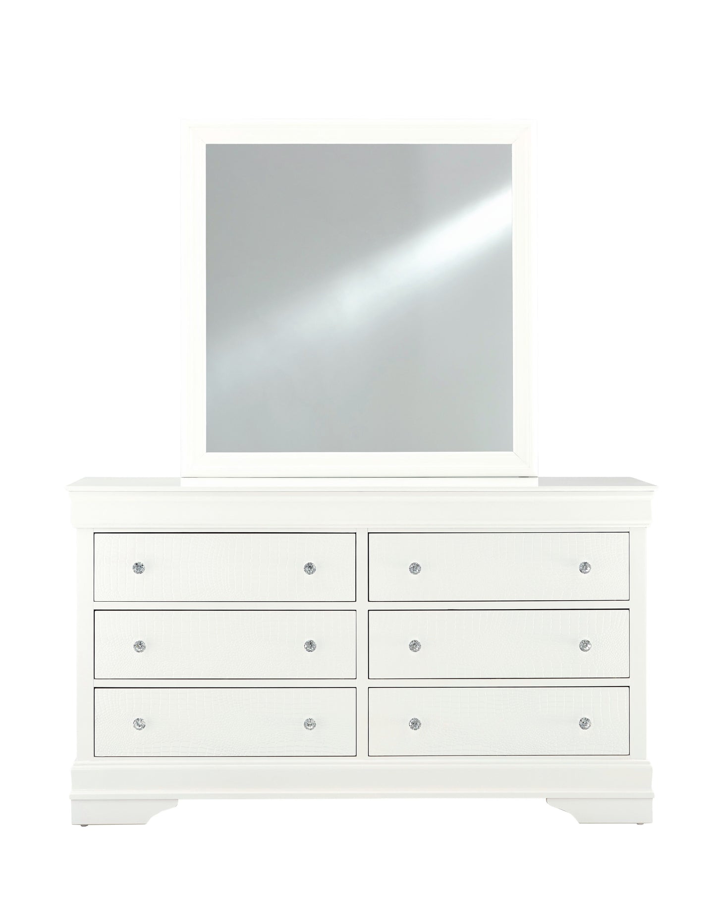 Pompei - 4 Piece Queen Bedroom Set (Queen Bed With LED, Dresser, Mirror, Nightstand) - White