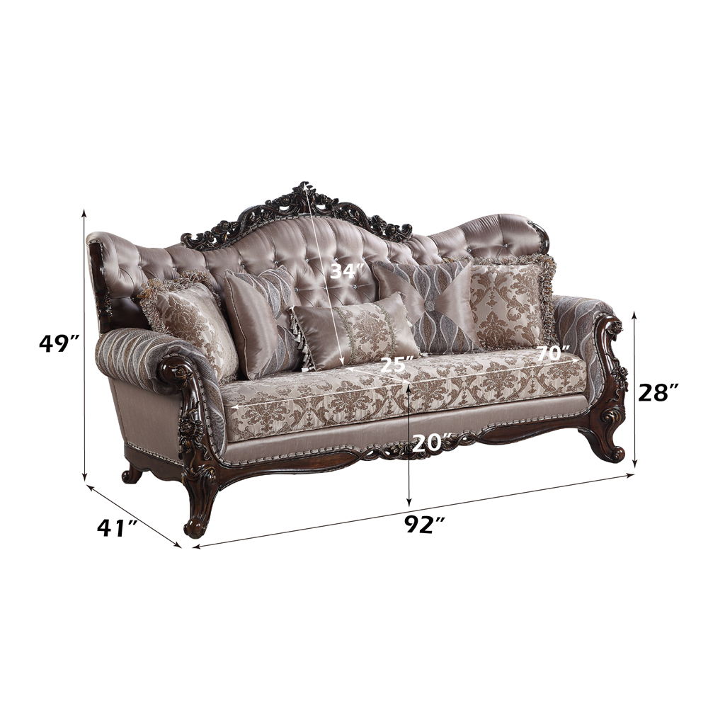 Benbek - Sofa - Fabric & Antique Oak Finish