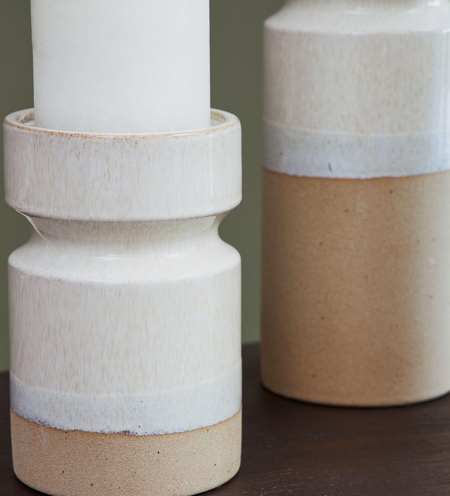 Hurston - Ivory / Brown - Candle Holder Set (Set of 3)