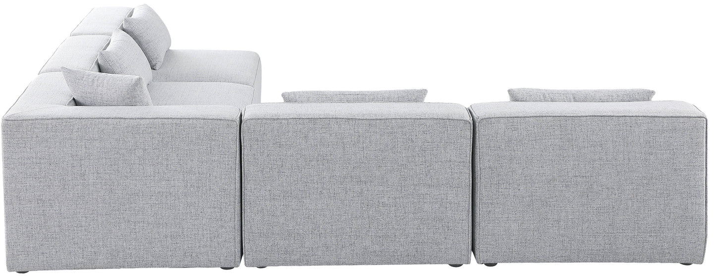 Cube - Modular Sectional 5 Piece - Gray - Fabric - Modern & Contemporary