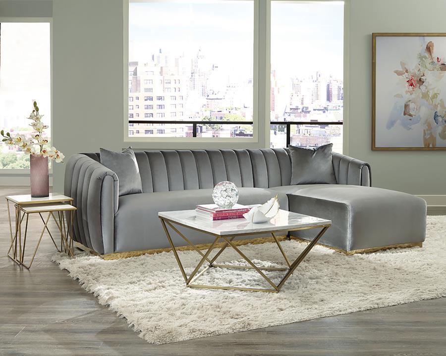 Meryl - Square Coffee Table - White And Gold