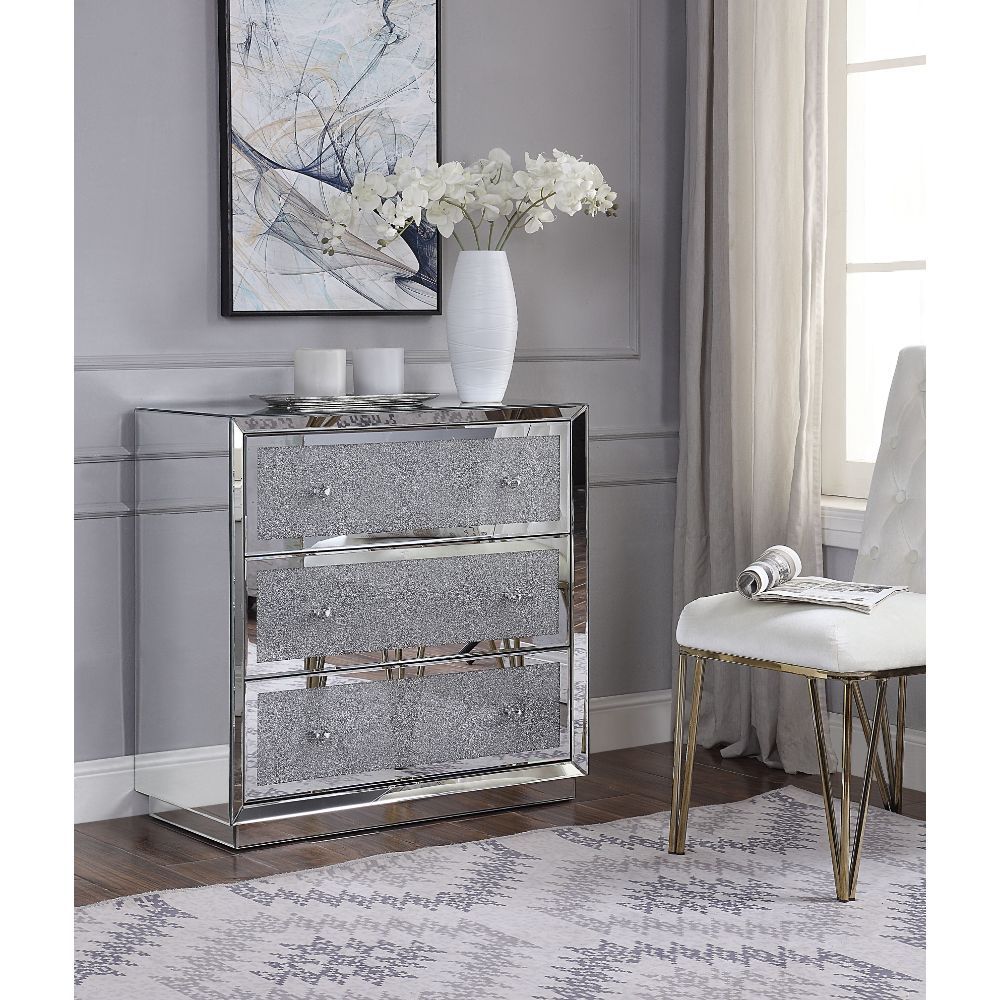 Rekha - Console Cabinet - Mirrored & Faux Crystals