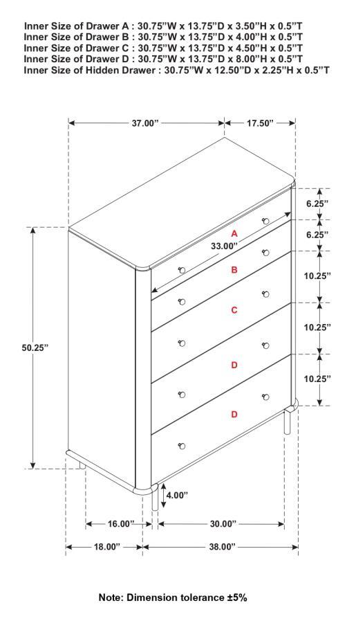 Arini - 5-Drawer Bedroom Chest