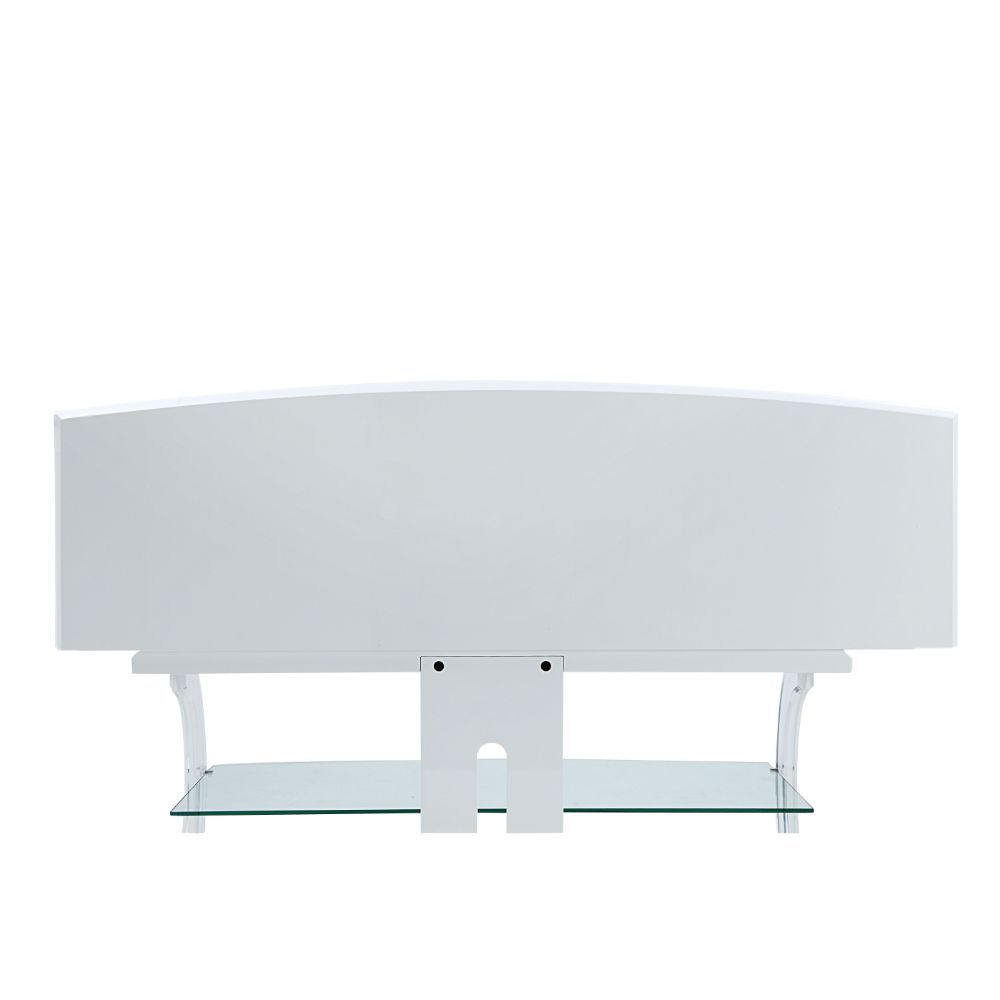 Aileen - TV Stand - White & Clear Glass