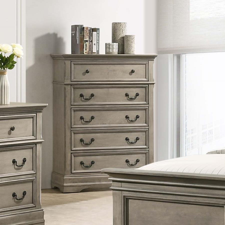 Manchester - 5-Drawer Bedroom Chest - Wheat Brown