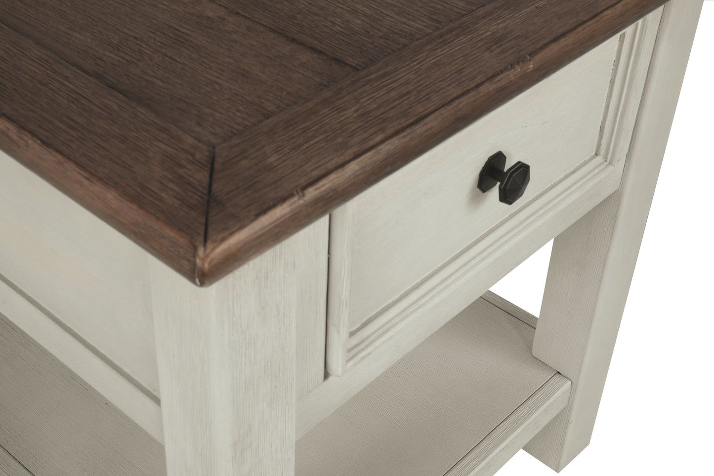 Bolanburg - White / Brown / Beige - Rectangular End Table