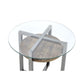 Janette - End Table - Weathered Oak, Black Nickel & Clear Glass