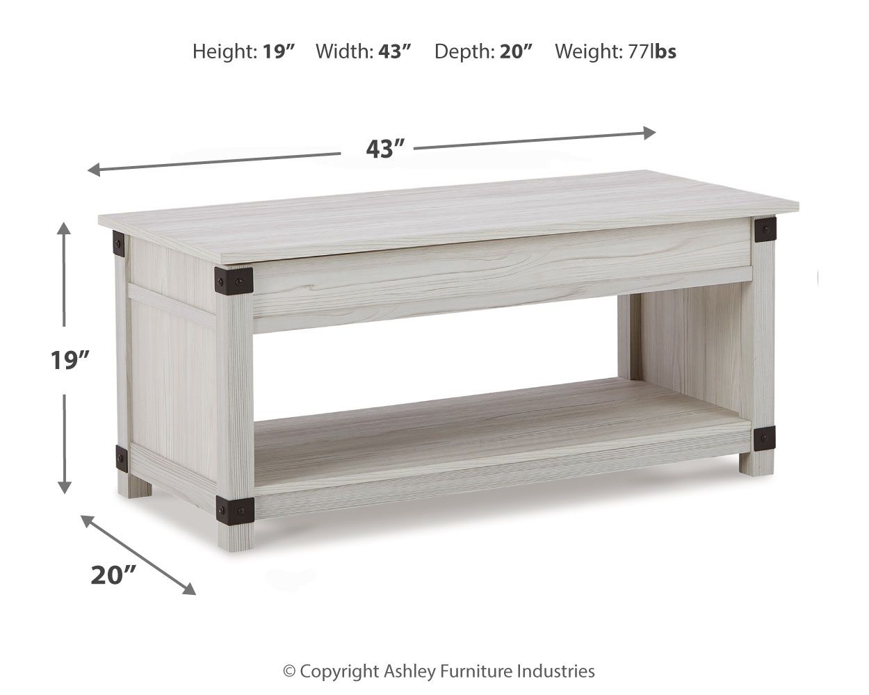 Bayflynn - Whitewash - Rect Lift Top Cocktail Table