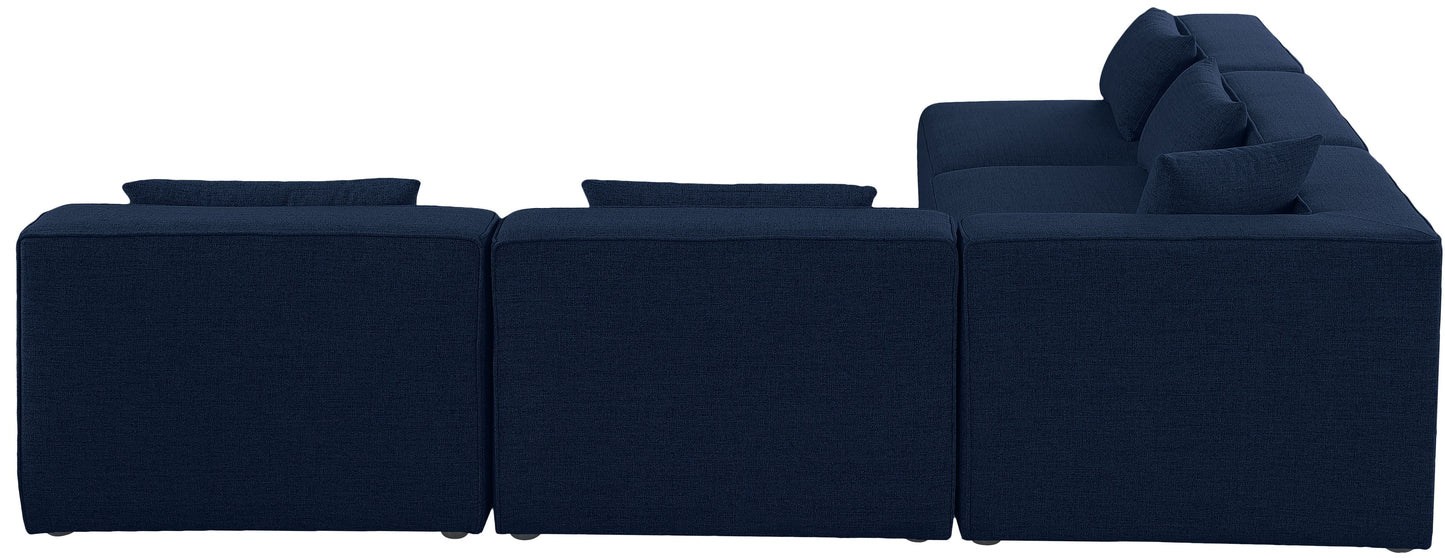 Cube - Modular Sectional 5 Piece - Navy - Fabric