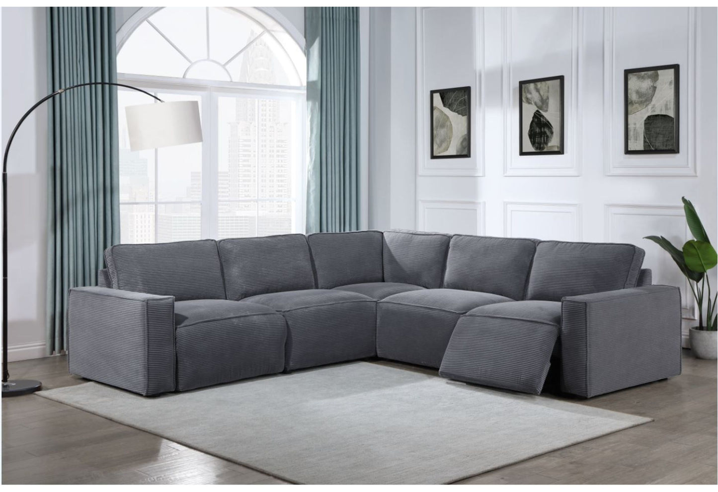 U8177 - Power Sectional (Sofa) - Charcoal