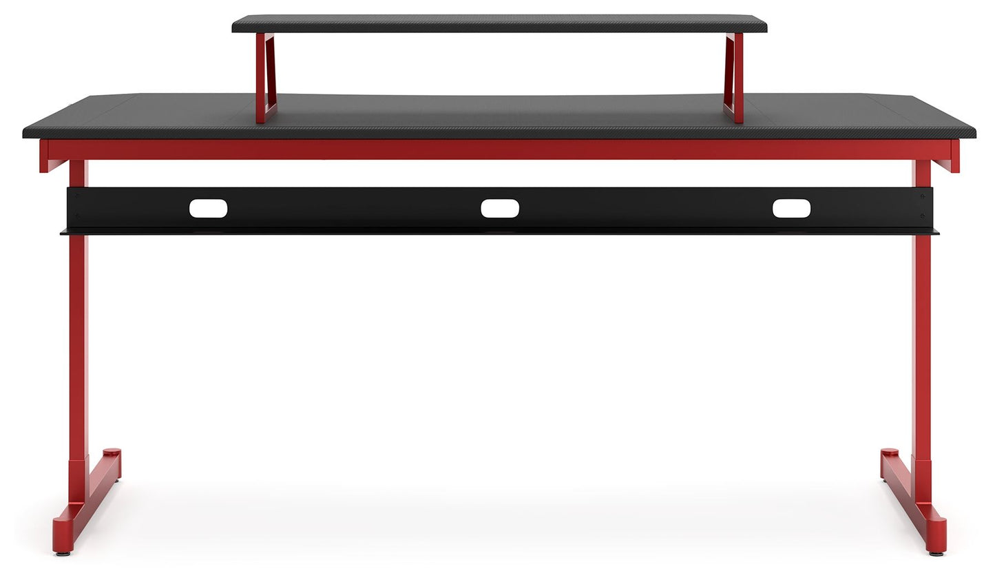 Lynxtyn - Red / Black - Home Office Desk With Raised Monitor Stand